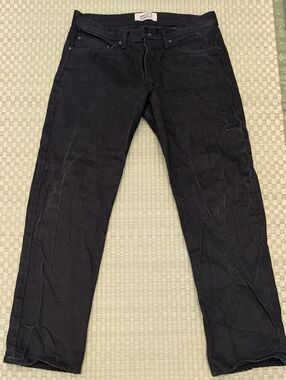 Naked & Famous New Solid Black Selvedge Denim Jeans Weird Guy Men's Size 33 x 30